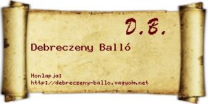 Debreczeny Balló névjegykártya